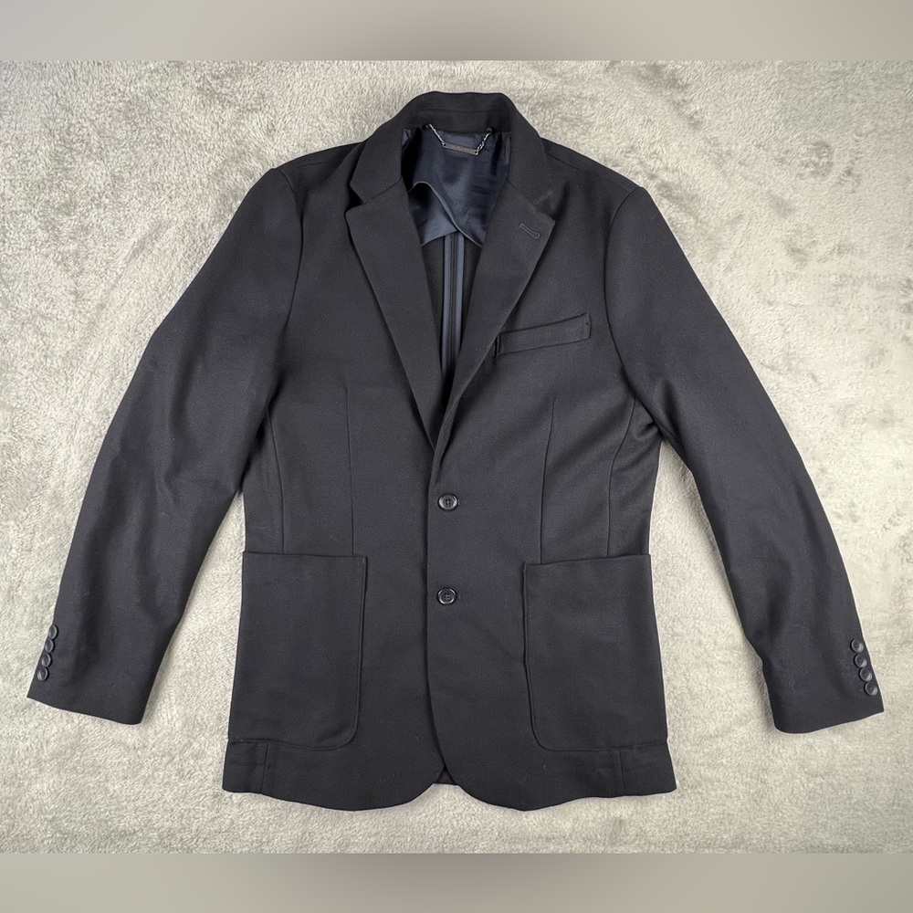 Percival Blazer Jacket Mens M Navy Blue Wool Blend Unstructured Quiet Luxury
